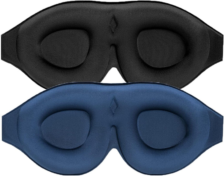 Translation missing: en.2 Pack 100% Blackout Sleep Masks Most Comfortable Contoured Eye Cups and Nose Covering for Women Men, 3D Pillow Eye Masks 0 Pressure on Eyelids &amp; Eyelashes(Black&amp;Navy)