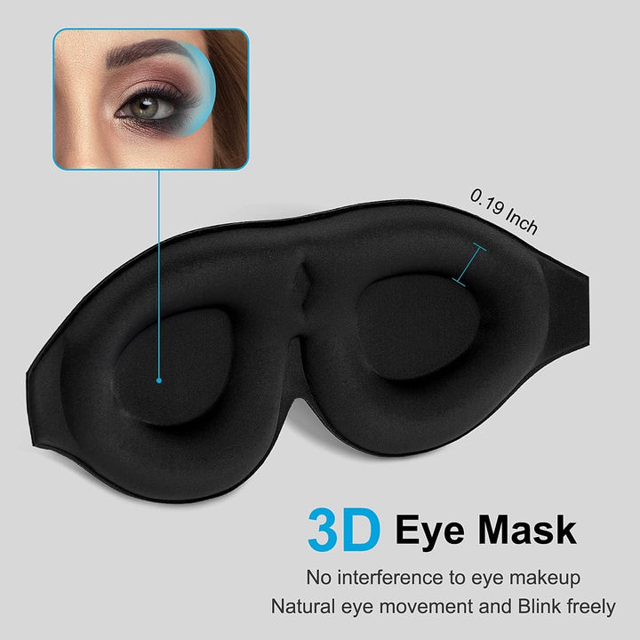 Translation missing: en.2 Pack 100% Blackout Sleep Masks Most Comfortable Contoured Eye Cups and Nose Covering for Women Men, 3D Pillow Eye Masks 0 Pressure on Eyelids &amp; Eyelashes(Black&amp;Navy)