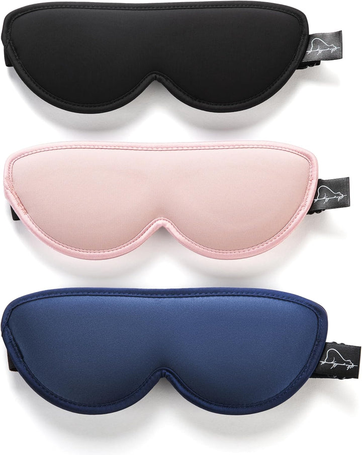 Translation missing: en.Sleep Masks for Petite Face Small Head,   3 Pack Stitched Eye Masks with Contoured Cups for Women Kids Children Teens, Machine Washable (Black, Blue, Pink)