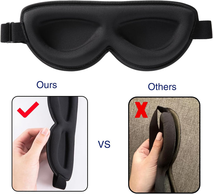 Translation missing: en.Sleep Masks for Petite Face Small Head,   3 Pack Stitched Eye Masks with Contoured Cups for Women Kids Children Teens, Machine Washable (Black, Blue, Pink)