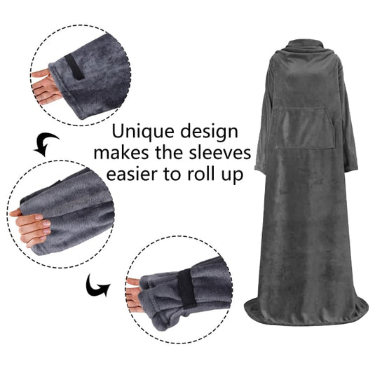 Translation missing: en.Portable Blanket with Sleeves Winter Soft Sherpa Weighted Blanket Sofa Blanket Adult Warm Long Lazy TV Blanket Plush Coat