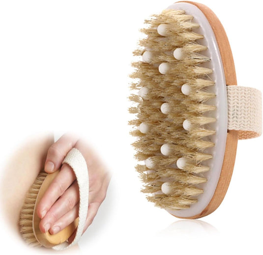 Translation missing: en.Bath Brush - Body Brush - Natural Bristles - Massage Brush - Shower Brush - Exfoliating Brush - Sauna Brush - Improves Blood Circulation - Lymphatic Function - Removes Dead Skin Cells