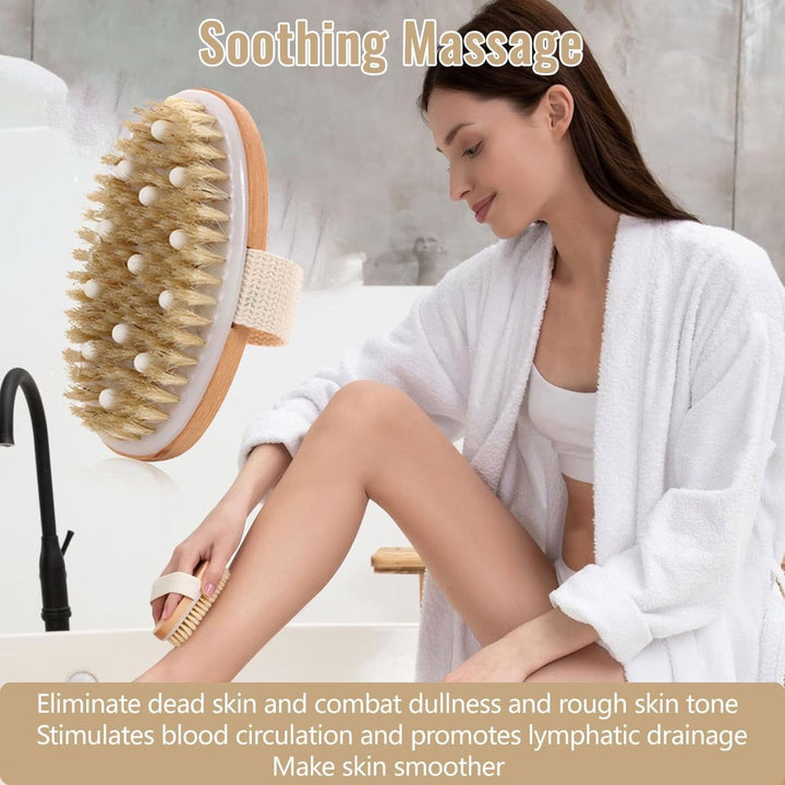 Translation missing: en.Bath Brush - Body Brush - Natural Bristles - Massage Brush - Shower Brush - Exfoliating Brush - Sauna Brush - Improves Blood Circulation - Lymphatic Function - Removes Dead Skin Cells