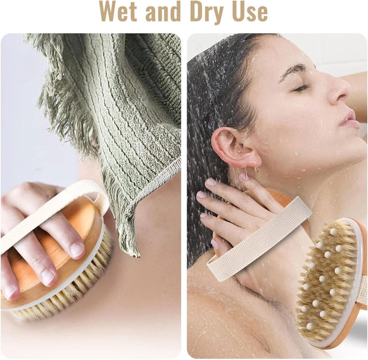 Translation missing: en.Bath Brush - Body Brush - Natural Bristles - Massage Brush - Shower Brush - Exfoliating Brush - Sauna Brush - Improves Blood Circulation - Lymphatic Function - Removes Dead Skin Cells