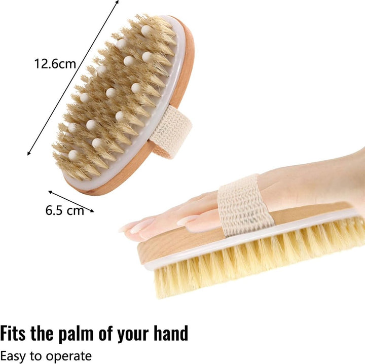 Translation missing: en.Bath Brush - Body Brush - Natural Bristles - Massage Brush - Shower Brush - Exfoliating Brush - Sauna Brush - Improves Blood Circulation - Lymphatic Function - Removes Dead Skin Cells