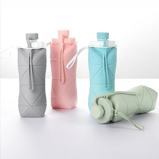 Translation missing: en.Water Bottle - Collapsible Water Bottle - Silicone Water Bottle - 600ml - Heat Resistant, Drop Resistant - Essential for Outdoor Travel (Green)