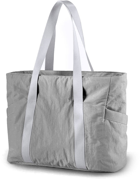 Translation missing: en.Women's Bags - Women's Shopper with Zipper - Large Shoulder Bags / Women's Tote Bags - Shoulder Bags - Laptop Bags - Women's Bags - Handbags - Shopper - Weekend Bags - Shopping Bags - Beach Bags - Yoga / Fitness / Travel - Gray