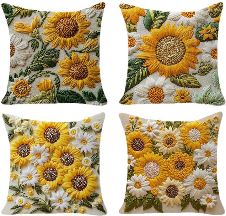 Translation missing: en.Pillowcase - 4 pieces - 45*45 cm - Flat pillowcase - Soft sunflower decoration - Modern pillowcases - Suitable for beds, sofas, living rooms and bedrooms