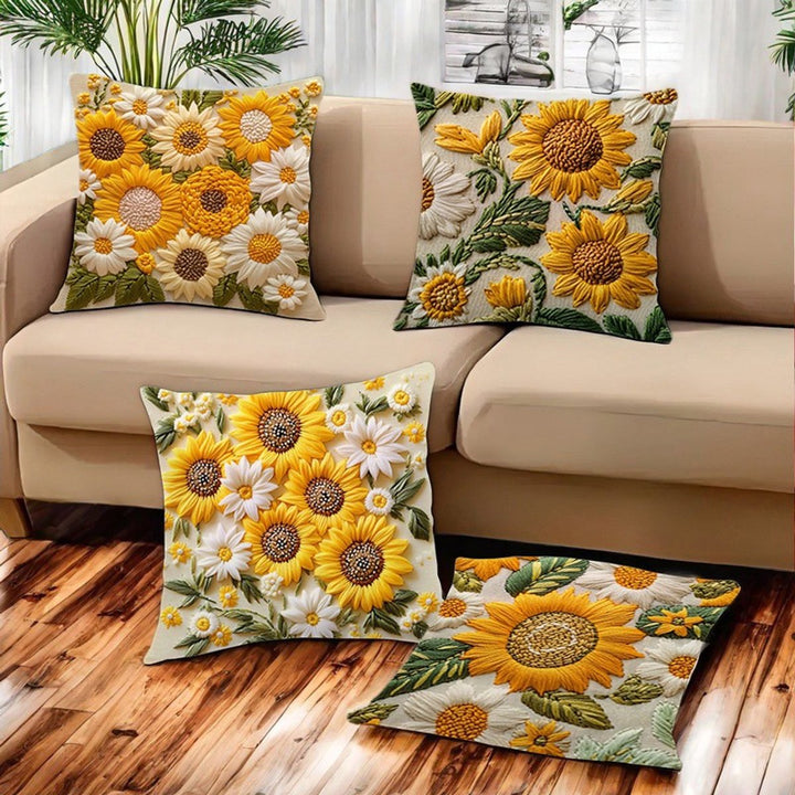 Translation missing: en.Pillowcase - 4 pieces - 45*45 cm - Flat pillowcase - Soft sunflower decoration - Modern pillowcases - Suitable for beds, sofas, living rooms and bedrooms
