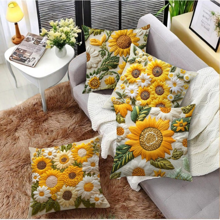 Translation missing: en.Pillowcase - 4 pieces - 45*45 cm - Flat pillowcase - Soft sunflower decoration - Modern pillowcases - Suitable for beds, sofas, living rooms and bedrooms