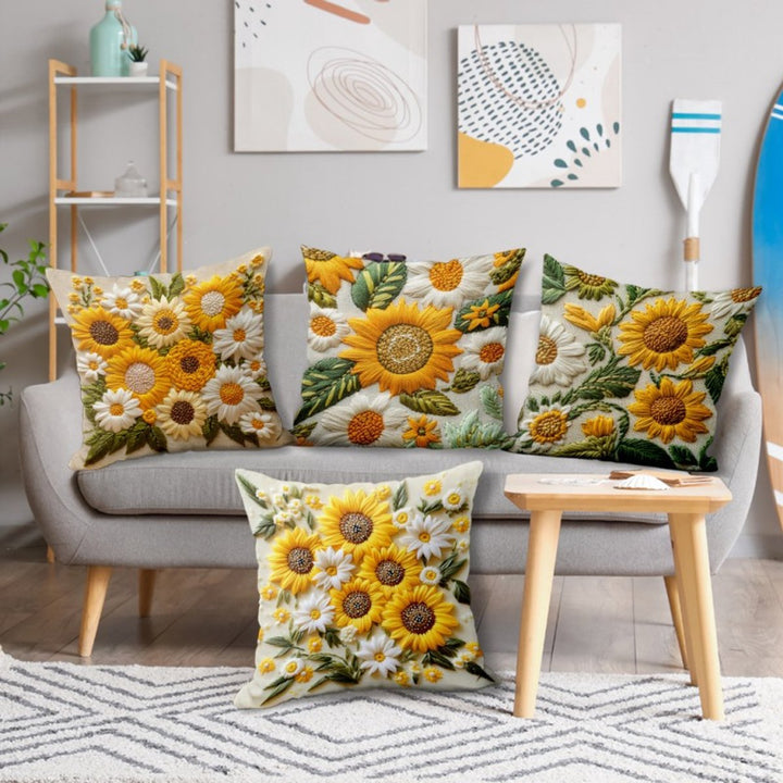 Translation missing: en.Pillowcase - 4 pieces - 45*45 cm - Flat pillowcase - Soft sunflower decoration - Modern pillowcases - Suitable for beds, sofas, living rooms and bedrooms