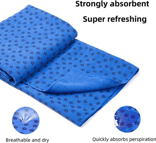 Translation missing: en.Yoga towel - Moisture-regulating and non-slip - Yoga towel - Quick-drying yoga mat fabric - Breathable yoga mat with mesh storage bag - Suitable for hot yoga, pilates and fitness - Blue
