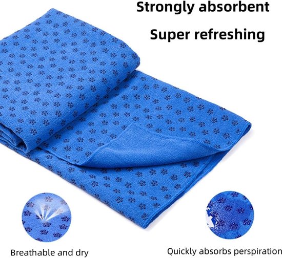 Translation missing: en.Yoga towel - Moisture-regulating and non-slip - Yoga towel - Quick-drying yoga mat fabric - Breathable yoga mat with mesh storage bag - Suitable for hot yoga, pilates and fitness - Blue