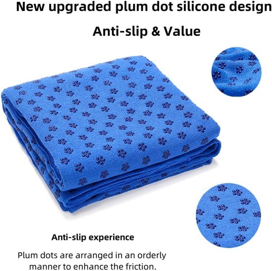 Translation missing: en.Yoga towel - Moisture-regulating and non-slip - Yoga towel - Quick-drying yoga mat fabric - Breathable yoga mat with mesh storage bag - Suitable for hot yoga, pilates and fitness - Blue