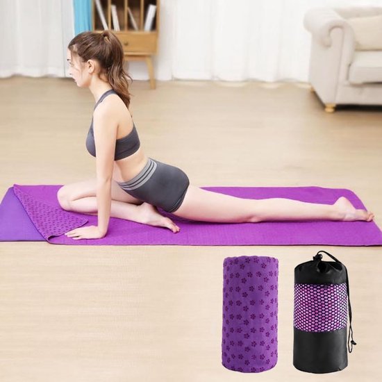 Translation missing: en.Yoga towel - Yoga towel - Yoga towel - Moisture-regulating and non-slip - Yoga towel - Quick-drying yoga mat fabric - Breathable yoga mat with mesh storage bag - Suitable for hot yoga, pilates and fitness - Purple