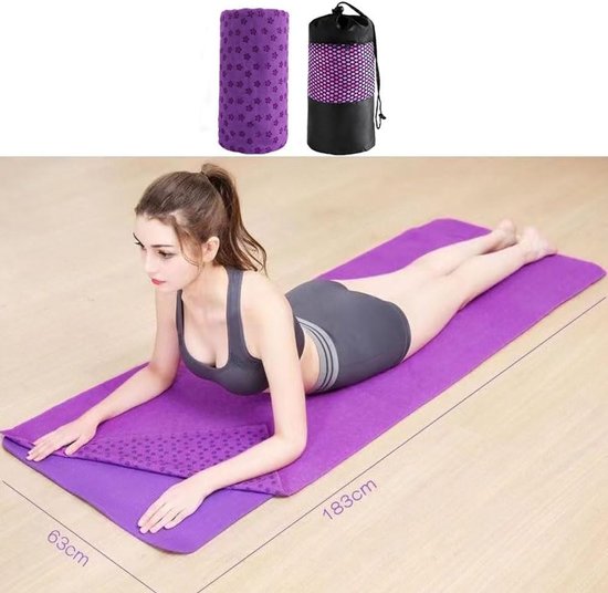 Translation missing: en.Yoga towel - Yoga towel - Yoga towel - Moisture-regulating and non-slip - Yoga towel - Quick-drying yoga mat fabric - Breathable yoga mat with mesh storage bag - Suitable for hot yoga, pilates and fitness - Purple