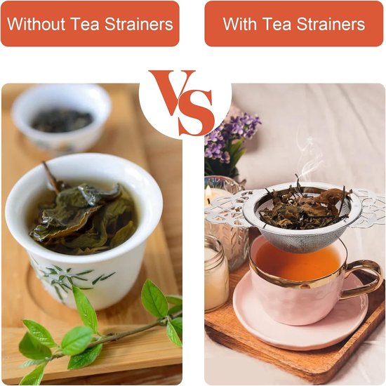 Translation missing: en.Tea Strainer - 2-piece set - Stainless steel tea infuser - Tea steeper with handle and drip cup - 6.5 cm - Mesh tea filter