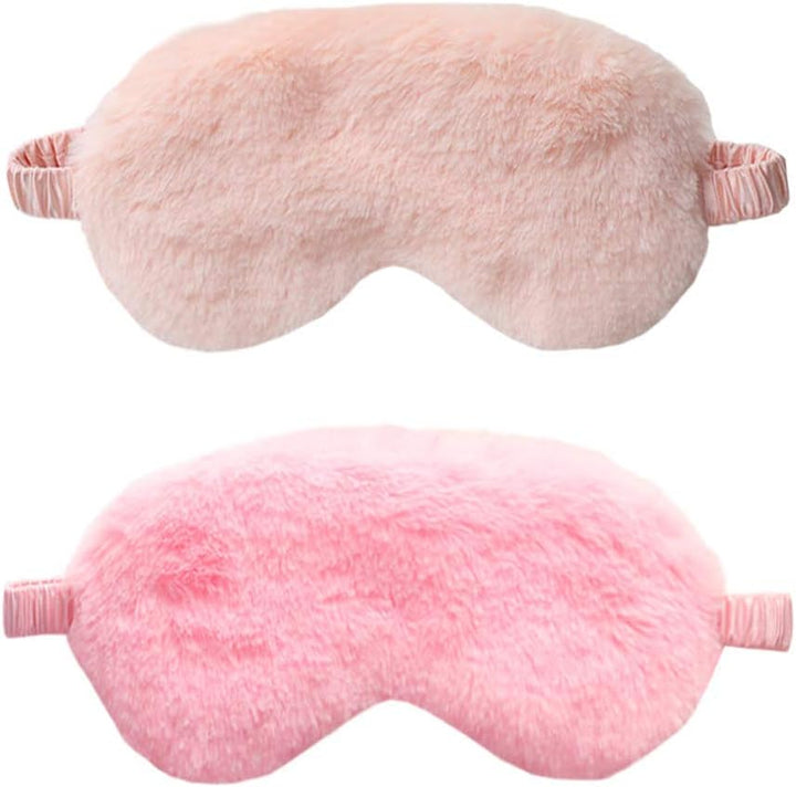 Translation missing: en.Faux Fur Eye Mask - Soft and Smooth Satin Eye Mask - Sleeping Eye Mask - 2-Pack (Pink + Yellow-Pink)