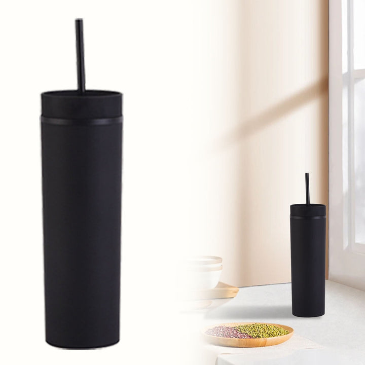 Translation missing: en.JWDX Glass and Bottle Clearance, 16Oz Tumbler with Lid and Plastic Water Coffee Tumbler Cup Water Bottle Slim Double Wall Reusable Plastic Tumbler Cups Travel Mug Coffee Cup 450Ml BKA