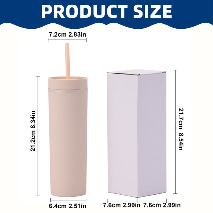 Translation missing: en.JWDX Glass and Bottle Clearance, 16Oz Tumbler with Lid and Plastic Water Coffee Tumbler Cup Water Bottle Slim Double Wall Reusable Plastic Tumbler Cups Travel Mug Coffee Cup 450Ml BKA