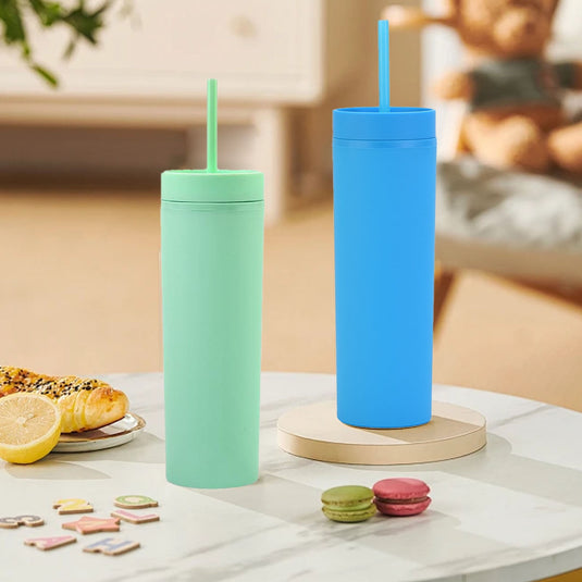 Translation missing: en.JWDX Glass and Bottle Clearance, 16Oz Tumbler with Lid and Plastic Water Coffee Tumbler Cup Water Bottle Slim Double Wall Reusable Plastic Tumbler Cups Travel Mug Coffee Cup 450Ml C