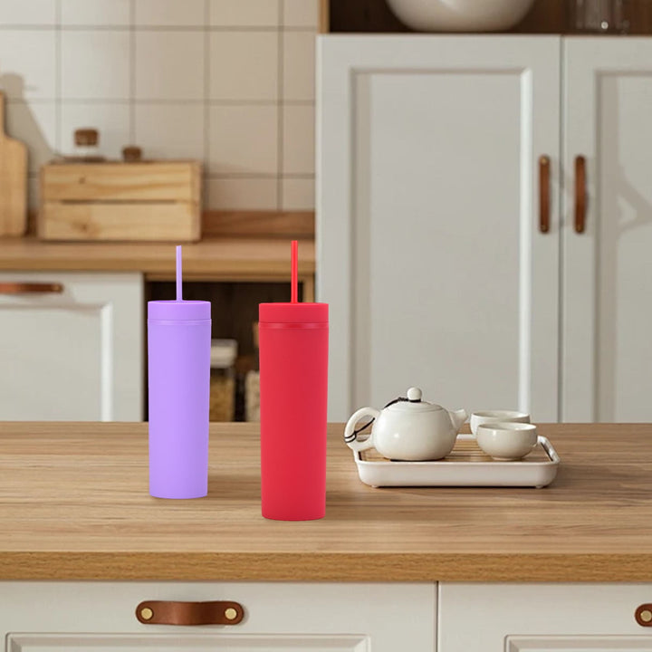 Translation missing: en.JWDX Glass and Bottle Clearance, 16Oz Tumbler with Lid and Plastic Water Coffee Tumbler Cup Water Bottle Slim Double Wall Reusable Plastic Tumbler Cups Travel Mug Coffee Cup 450Ml RDA