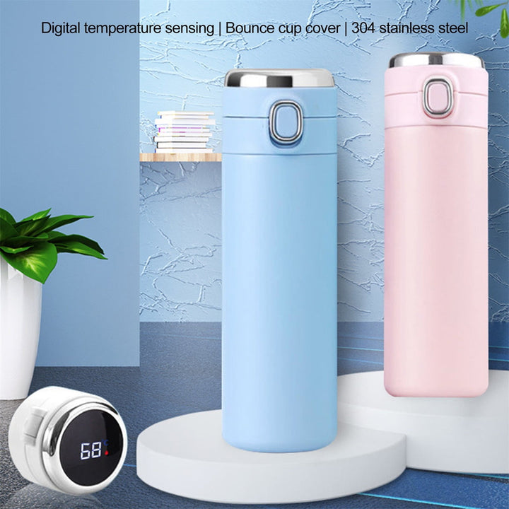Translation missing: en.JWDX Glass and Bottle Clearance! Stainless Steel Flask Vacuum Insulated Cup Drinking Bottle 350/420 Ml Led Screen Temperature Display Flask Water Bottle Perfect for Home Travel, Include Cup*1 Blue