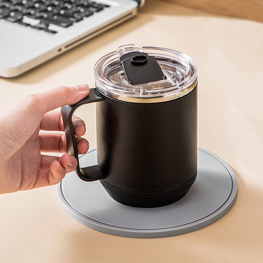 Translation missing: en.Coffee Mug With Handle, Insulated Stainless Steel Coffee Travel Mug, Reusable Coffee Cup With Lid, Microwave Safe Cups, For Tea, Latte, Cocoa, Milk, Office And Home Tea Cup Black