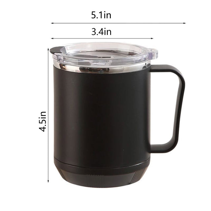 Translation missing: en.Coffee Mug With Handle, Insulated Stainless Steel Coffee Travel Mug, Reusable Coffee Cup With Lid, Microwave Safe Cups, For Tea, Latte, Cocoa, Milk, Office And Home Tea Cup Black