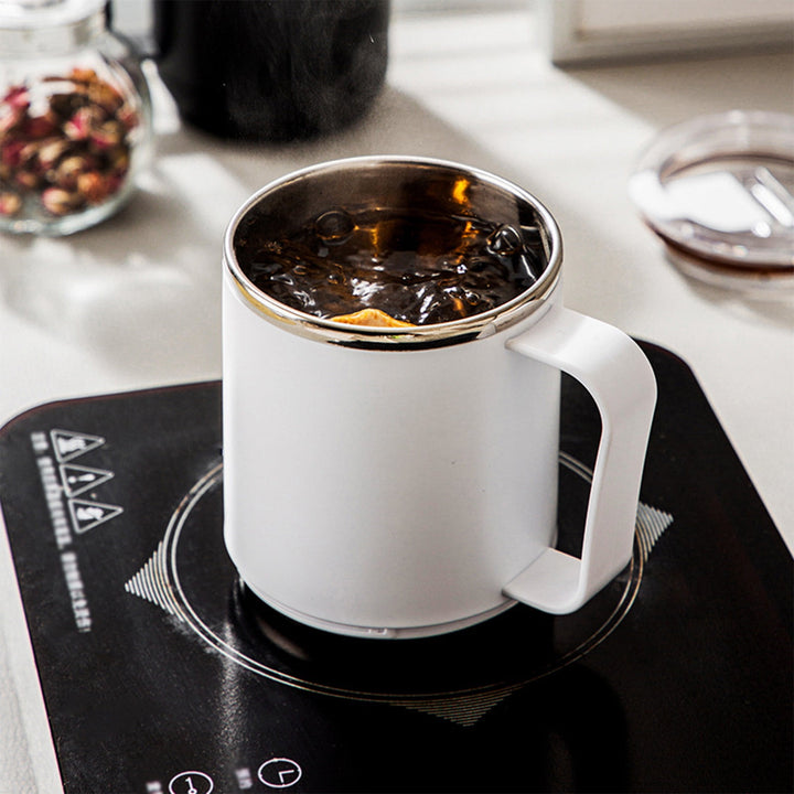 Translation missing: en.Coffee Mug With Handle, Insulated Stainless Steel Coffee Travel Mug, Reusable Coffee Cup With Lid, Microwave Safe Cups, For Tea, Latte, Cocoa, Milk, Office And Home Tea Cup White
