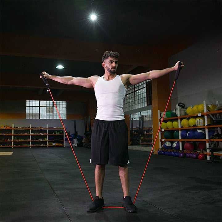 Translation missing: en.Resistance Bands with Handles, Exercise Bands with Handles, Single Resistance Bands for Resistance Training, Physical Therapy,Home Workouts, Fitness, Pilates,Shoulder And Neck Stretching Equipment Red