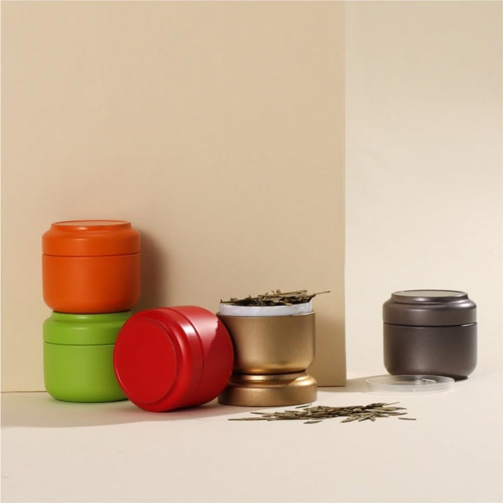 Translation missing: en.Tea Box - Portable Mini Tea Caddy, Large Tea Storage Container, Small Round Tin Coffee Caddy