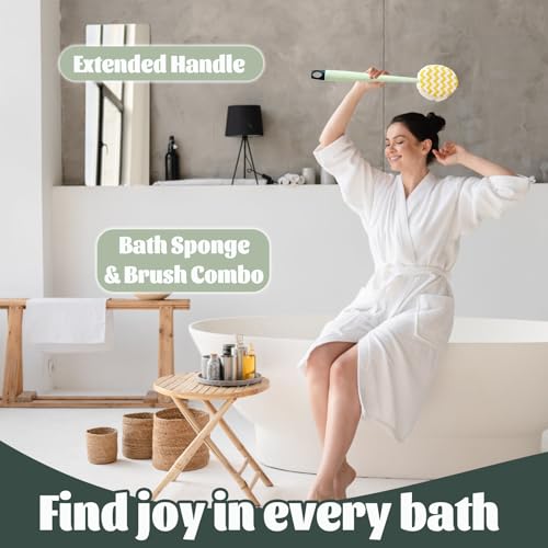 Translation missing: en.Brush - Bath brush - Shower brush - Scrub brush - Dry brush - Body brush - Long-handled brush - Sponge brush - Bath sponge - Scrubbing brush - Back scrub brush - Double-sided bath brush - Green - 1 piece