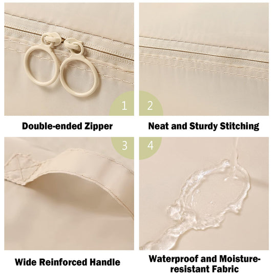 Translation missing: en.Packing Cubes - Suitcase Organizers - Travel Organizer Set - Luggage Organizer - Clothes Storage - Space Saving - Holiday Accessories - Shoe Bag - Laundry Bag - Backpacking - Travel Bag - Water-Repellent - Beige - 6 Pieces