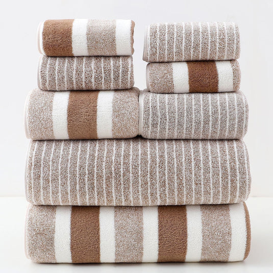 Translation missing: en.Clearance 8 Pack Plush Absorbent 100% Cotton Bath Towel Set, 2 Bath Towels 4 Hand Towels 2 Washcloths, Luxury 8 Piece Towel Set for Bathroom SPA Gym, Family Bath Towel Set Coffee