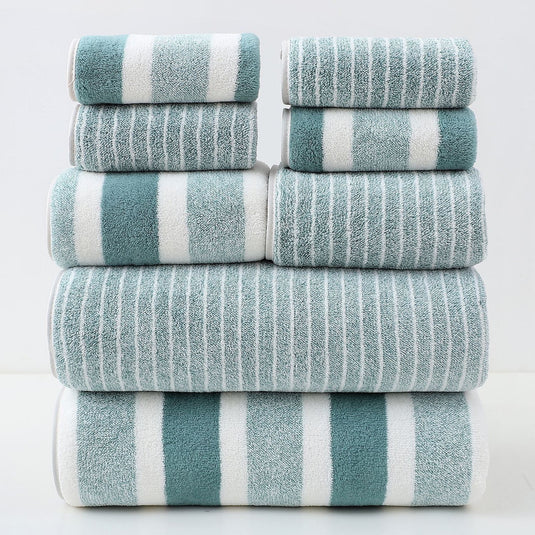 Translation missing: en.Clearance 8 Pack Plush Absorbent 100% Cotton Bath Towel Set, 2 Bath Towels 4 Hand Towels 2 Washcloths, Luxury 8 Piece Towel Set for Bathroom SPA Gym, Family Bath Towel Set Green