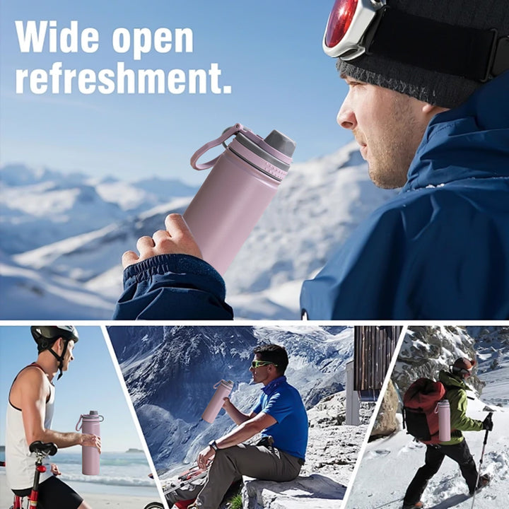 Translation missing: en.Insulated Water Bottle, Stainless Steel Vacuum Insulated Water Bottle, Sport Bottle with Leak Proof Lid and Handle, Space Kettle Men and Women, Large Capacity Sports Water Bottle Purple