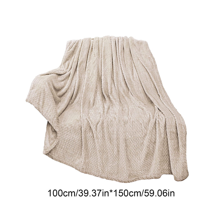 Translation missing: en.Christmas Solid Color Blanket, 59x39" Soft Warm Throw Blanket, Light-weight Plush Throw Blanket for Bed Sofa Camping Airplane Holiday Beige