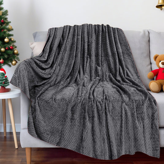 Translation missing: en.Christmas Solid Color Blanket, 59x39" Soft Warm Throw Blanket, Light-weight Plush Throw Blanket for Bed Sofa Camping Airplane Holiday Gray
