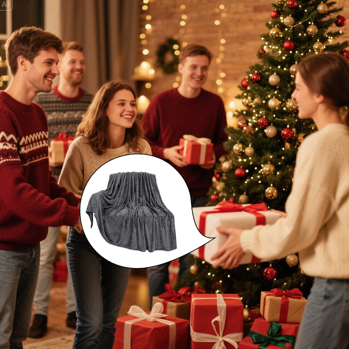 Translation missing: en.Christmas Solid Color Blanket, 59x39" Soft Warm Throw Blanket, Light-weight Plush Throw Blanket for Bed Sofa Camping Airplane Holiday Gray