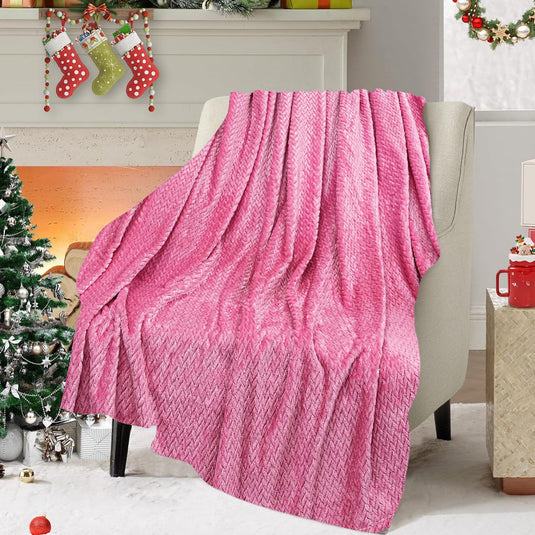 Translation missing: en.Christmas Solid Color Blanket, 59x39" Soft Warm Throw Blanket, Light-weight Plush Throw Blanket for Bed Sofa Camping Airplane Holiday Pink