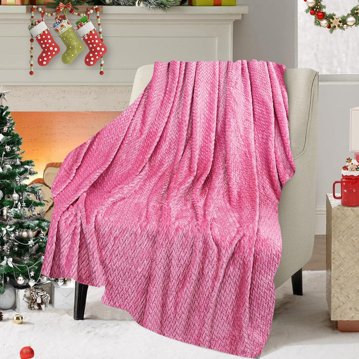 Translation missing: en.Christmas Solid Color Blanket, 59x39" Soft Warm Throw Blanket, Light-weight Plush Throw Blanket for Bed Sofa Camping Airplane Holiday Pink