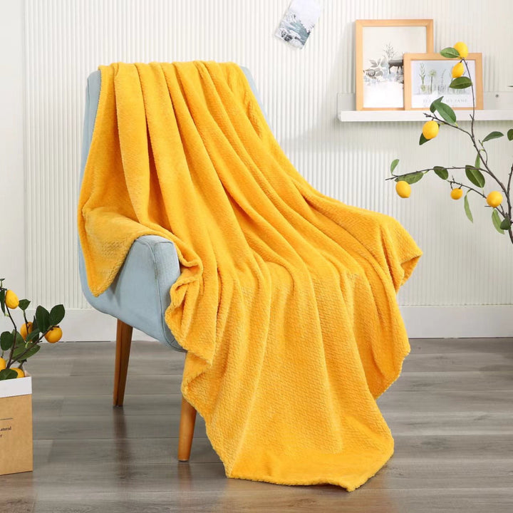 Translation missing: en.Christmas Solid Color Blanket, 59x39" Soft Warm Throw Blanket, Light-weight Plush Throw Blanket for Bed Sofa Camping Airplane Holiday Yellow