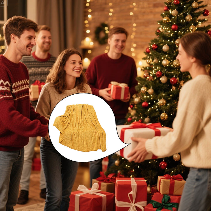 Translation missing: en.Christmas Solid Color Blanket, 59x39" Soft Warm Throw Blanket, Light-weight Plush Throw Blanket for Bed Sofa Camping Airplane Holiday Yellow