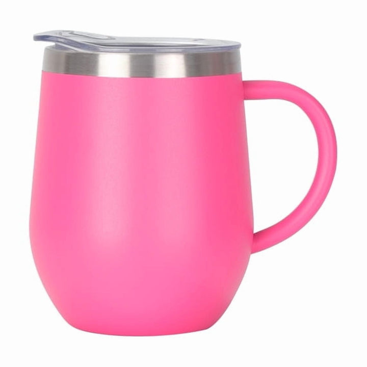 Translation missing: en.12oz Insulated Coffee Mug with Handle Stainless Steel Insulated Coffee Mug Double Wall Vacuum Travel Mug Tumbler Cup with Sliding Lid Travel Coffee Cup Thermal Cup Drak Pink