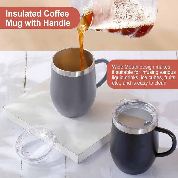 Translation missing: en.12oz Insulated Coffee Mug with Handle Stainless Steel Insulated Coffee Mug Double Wall Vacuum Travel Mug Tumbler Cup with Sliding Lid Travel Coffee Cup Thermal Cup Pink
