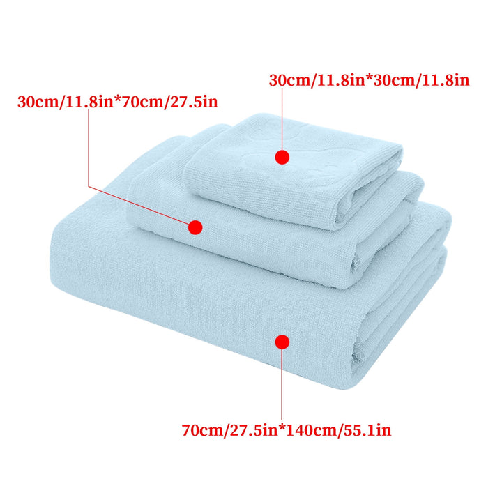 Translation missing: en.AYktou Bath Towels 3 Pack Cotton Bathroom Set,Contains a Bath Towels 28*56",a Hand Towels 12*12",a Face Towels 12*28",Soft Compact &amp; Lightweight,for Gym Camp Beach and Daily Use Blue