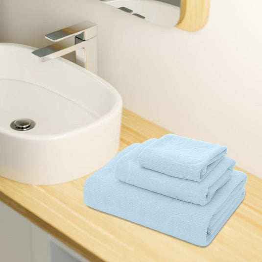 Translation missing: en.AYktou Bath Towels 3 Pack Cotton Bathroom Set,Contains a Bath Towels 28*56",a Hand Towels 12*12",a Face Towels 12*28",Soft Compact &amp; Lightweight,for Gym Camp Beach and Daily Use Blue