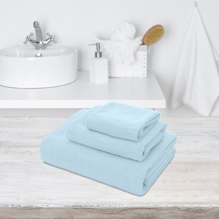 Translation missing: en.AYktou Bath Towels 3 Pack Cotton Bathroom Set,Contains a Bath Towels 28*56",a Hand Towels 12*12",a Face Towels 12*28",Soft Compact &amp; Lightweight,for Gym Camp Beach and Daily Use Blue