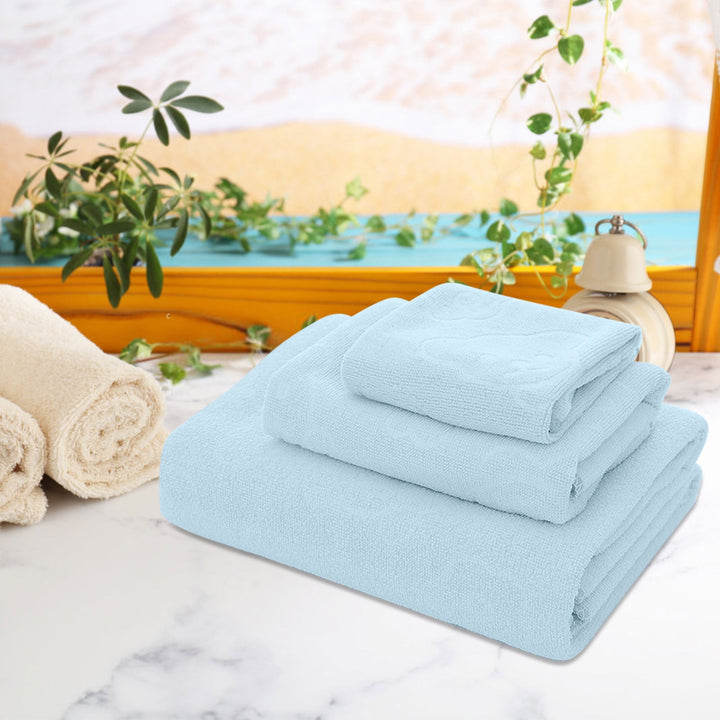 Translation missing: en.AYktou Bath Towels 3 Pack Cotton Bathroom Set,Contains a Bath Towels 28*56",a Hand Towels 12*12",a Face Towels 12*28",Soft Compact &amp; Lightweight,for Gym Camp Beach and Daily Use Blue
